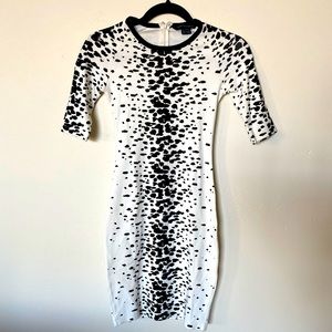 French Connection Black Spotted Bodycon Dress